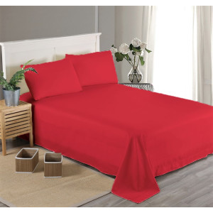 Червен долен чаршаф от 100% памучен сатен